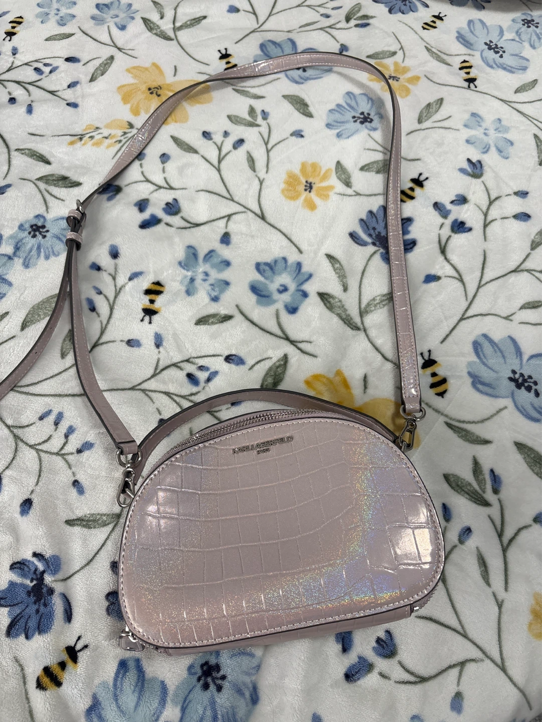 Karl Lagerfeld Crossbody Bag - Pink Croc Embossed - photo 2