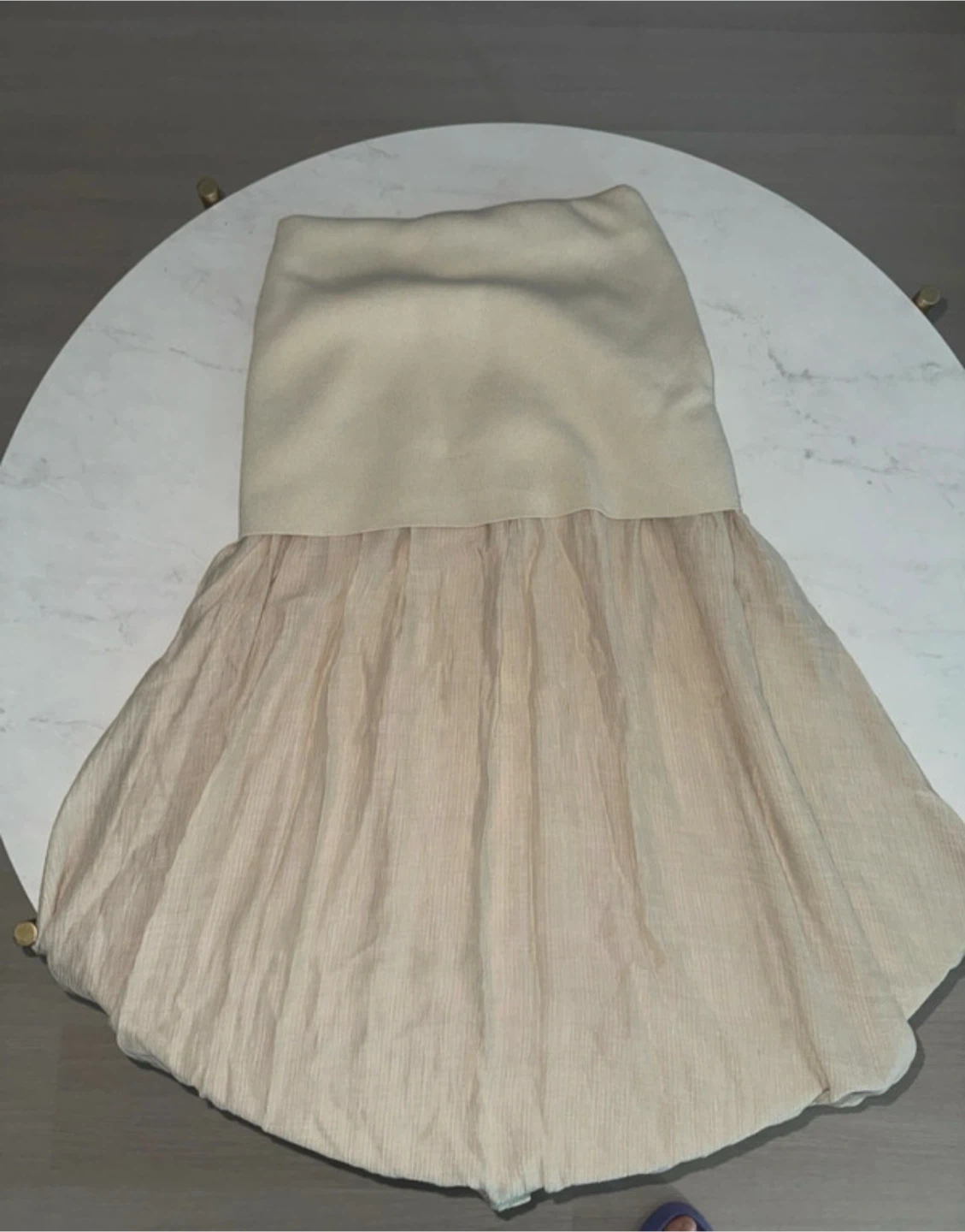 ZARA Cream Tiered Midi Skirt