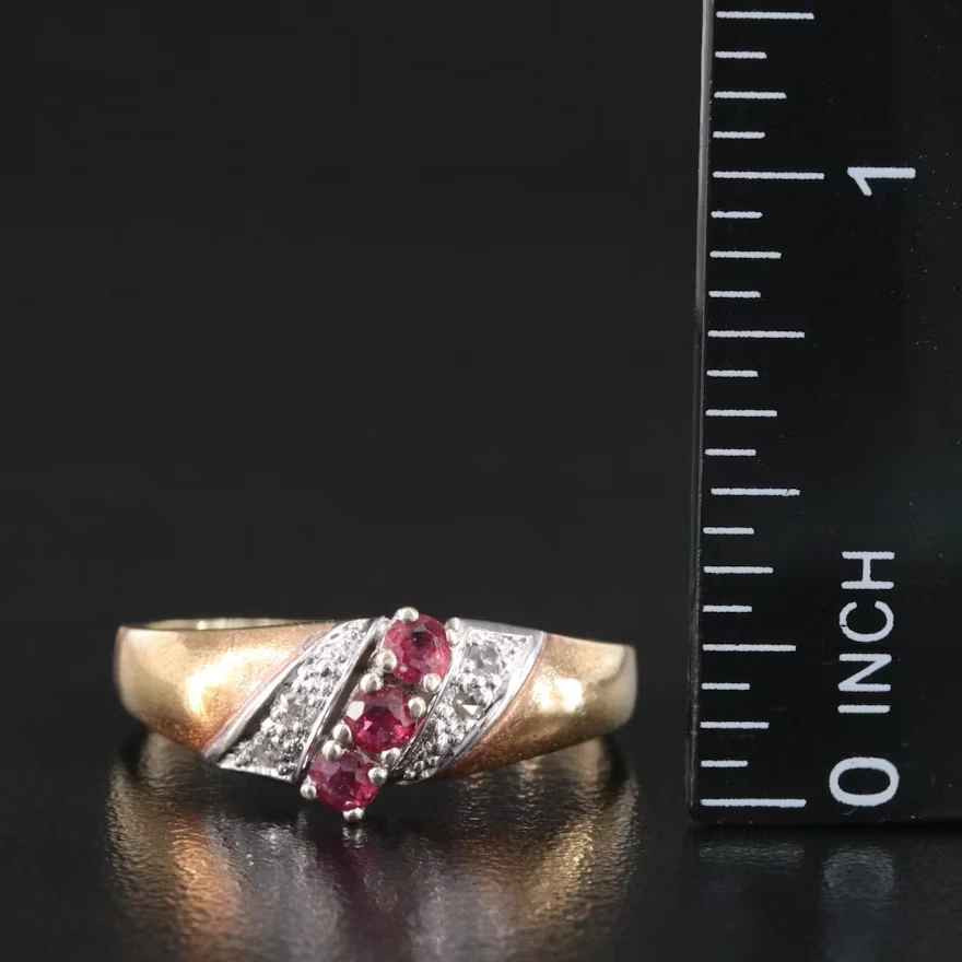 Vintage 14K Gold Ruby & Diamond Ring | Size 9.5 - photo 2