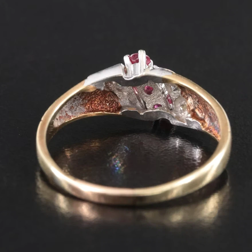 Vintage 14K Gold Ruby & Diamond Ring | Size 9.5 - photo 5
