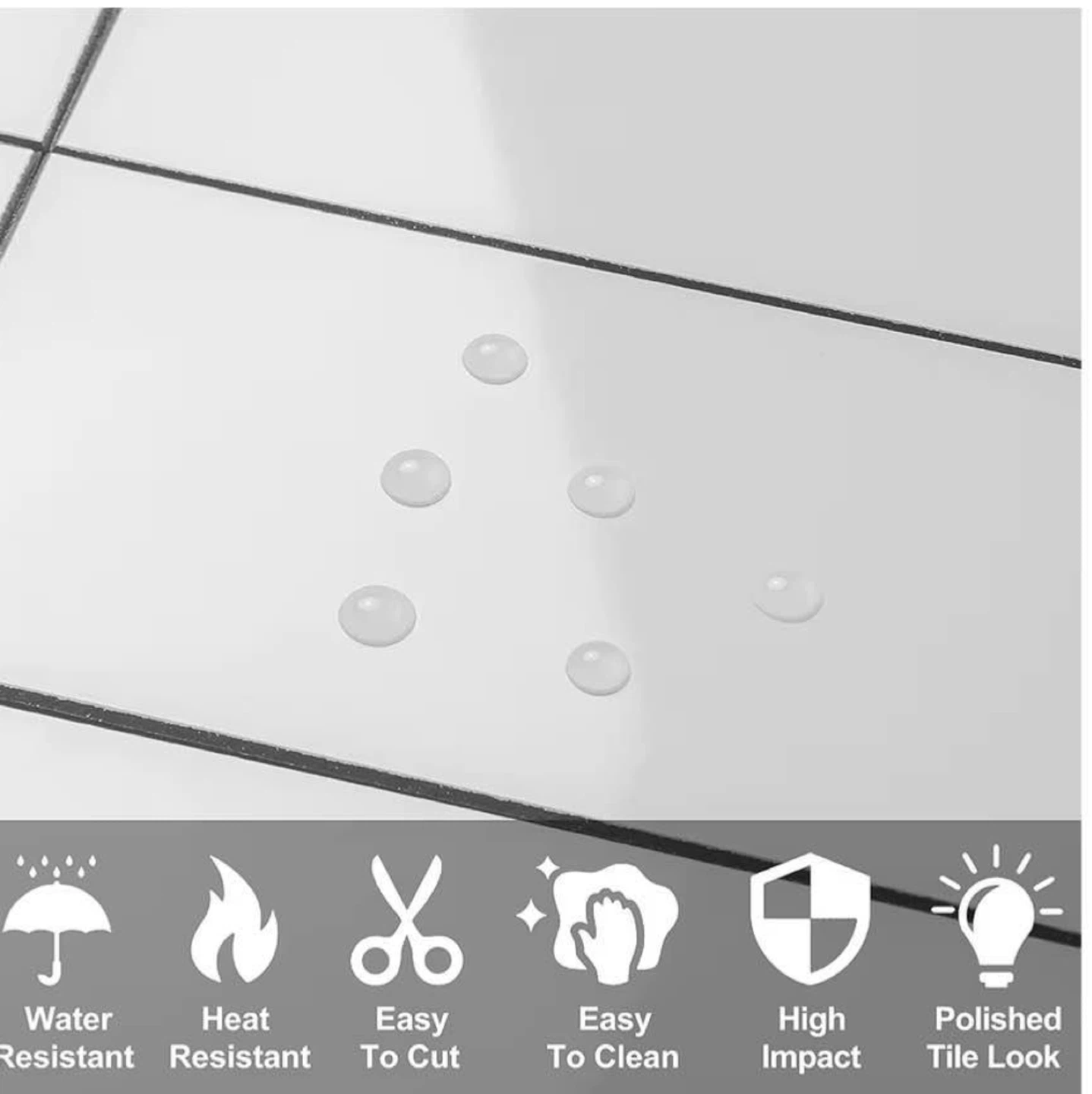 AULIGET 100-Piece Polished White Thick PVC Peel Stick Backsplash - photo 3