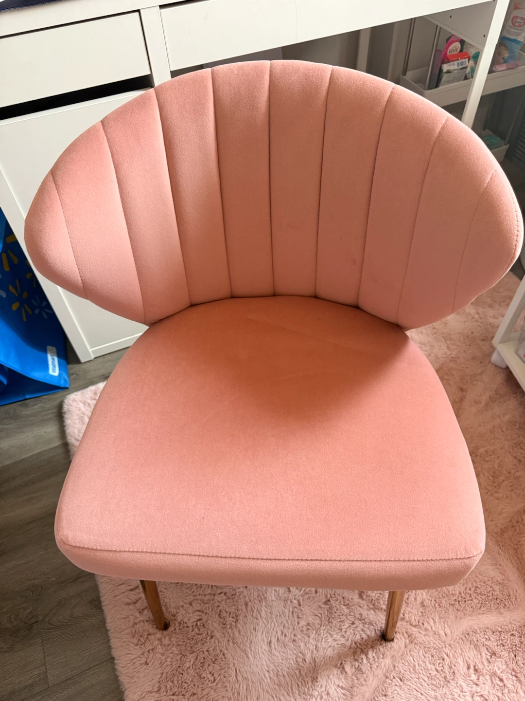 Pink Velvet Accent Chair with Gold Legs