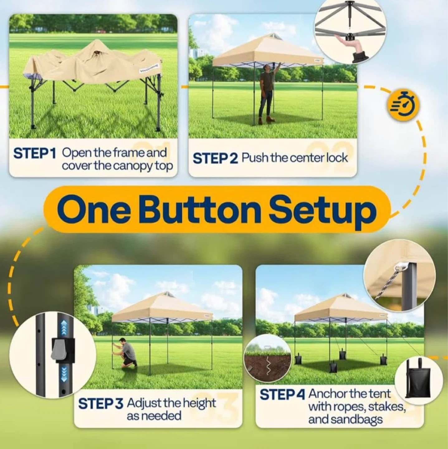 VIVOHOME 10x10ft Pop Up Canopy Tent One Push Setup - photo 2