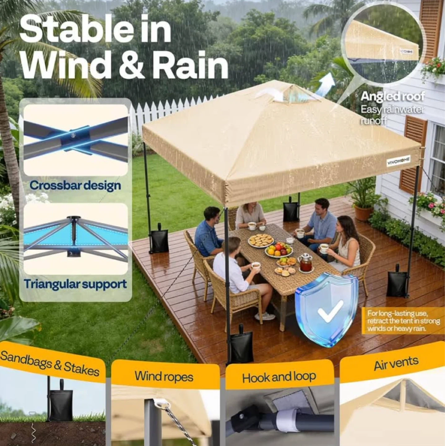 VIVOHOME 10x10ft Pop Up Canopy Tent One Push Setup - photo 4
