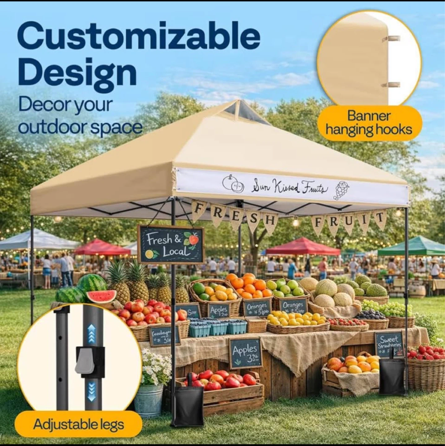 VIVOHOME 10x10ft Pop Up Canopy Tent One Push Setup - photo 5