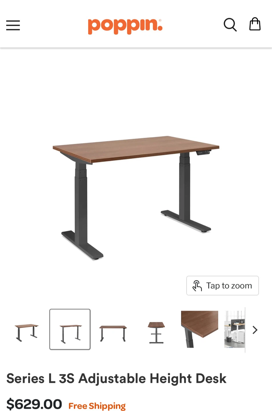 Poppin Series L 3S Adjustable Height Desk