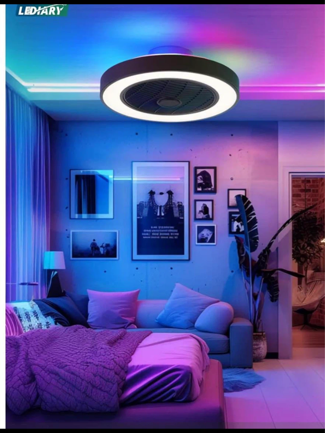 LEDIARY 20" RGB Smart Low Profile Ceiling Fan with Light remote - photo 4