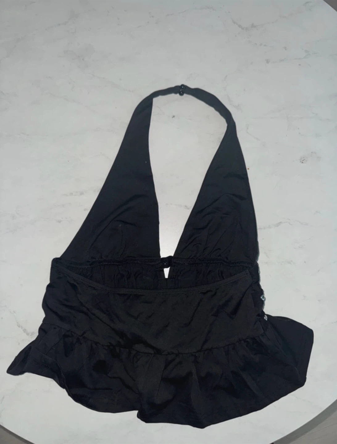 Black Halter Top with Rhinestones - photo 2