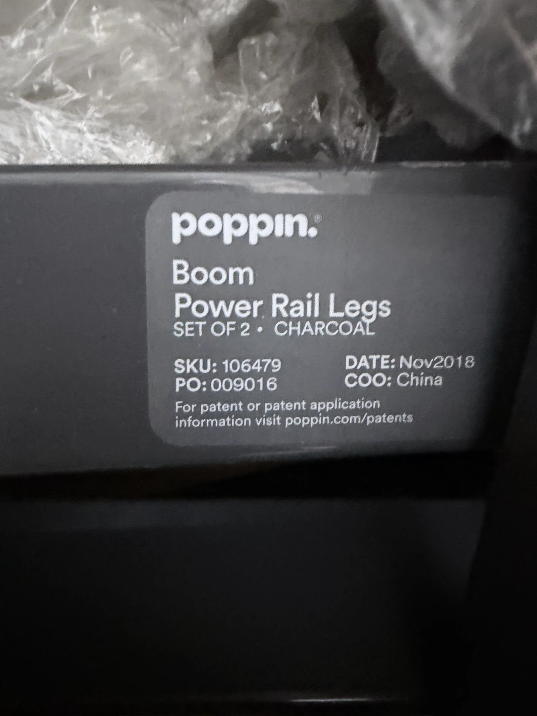 Poppin Boom Power Rail Legs - Set of 2 - Charcoal - photo 2