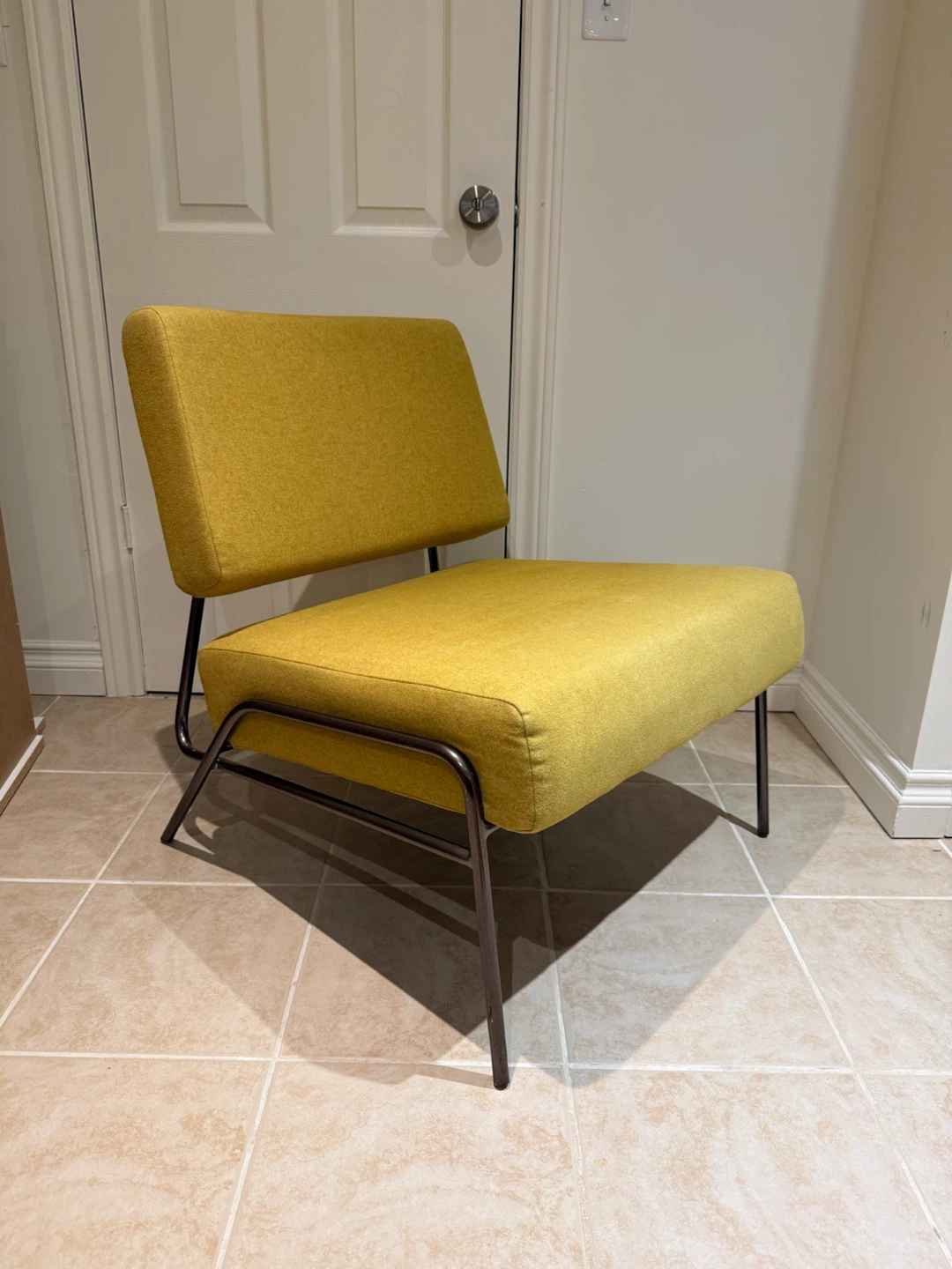 Vintage West Elm Accent Chair – Mustard Yellow, Wire Frame