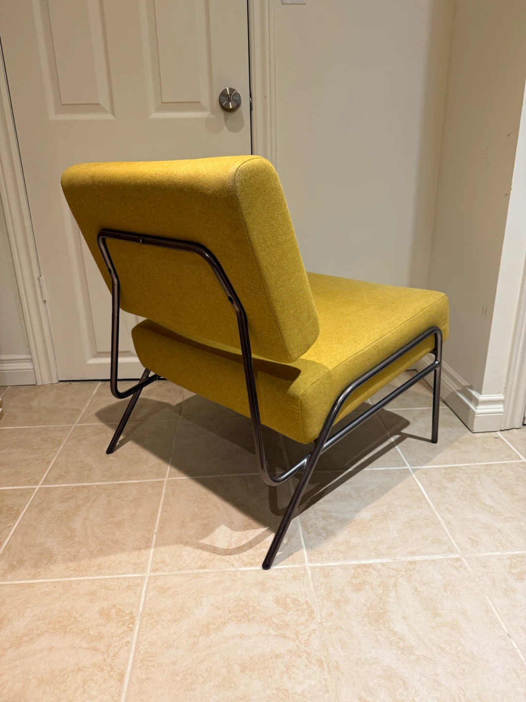 Vintage West Elm Accent Chair – Mustard Yellow, Wire Frame - photo 2