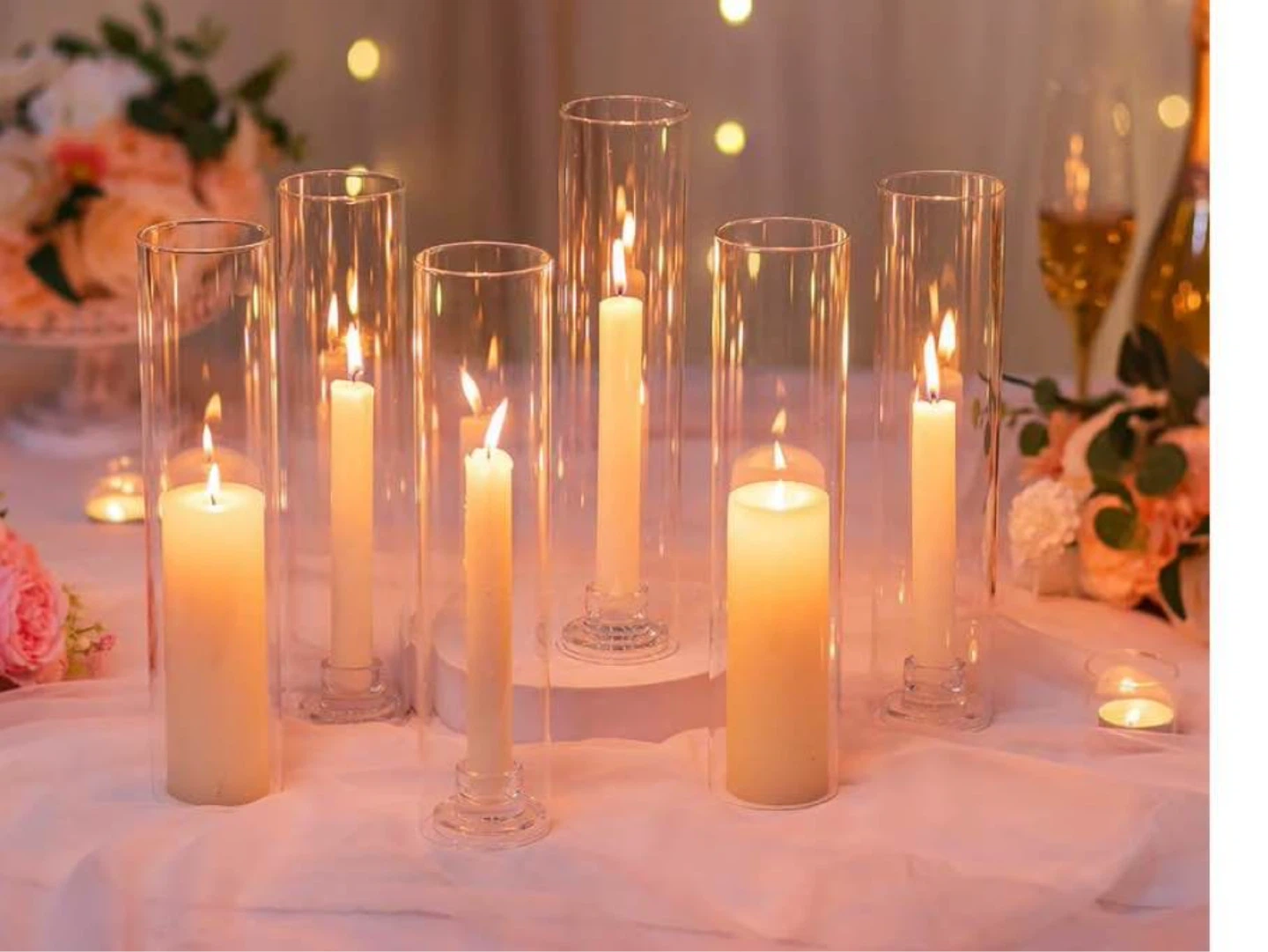 Hurricane Glass Candle Holders: 10 PCS Clear Open Ended Cylinder