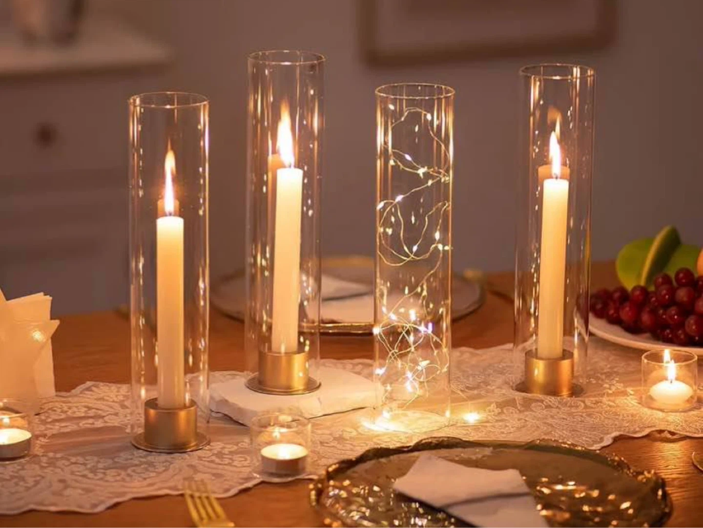 Hurricane Glass Candle Holders: 10 PCS Clear Open Ended Cylinder - photo 4