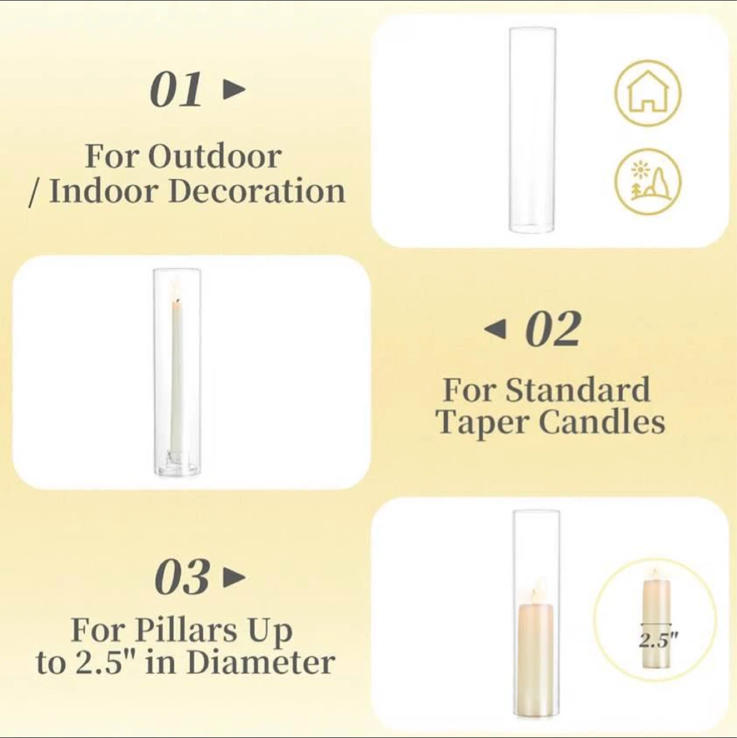 Hurricane Glass Candle Holders: 10 PCS Clear Open Ended Cylinder - photo 5