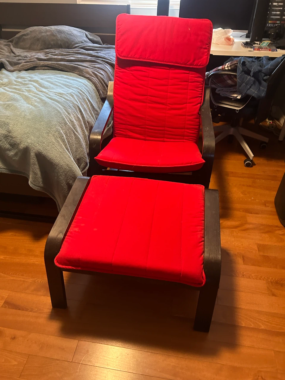 IKEA Poang arm chair and foot stool