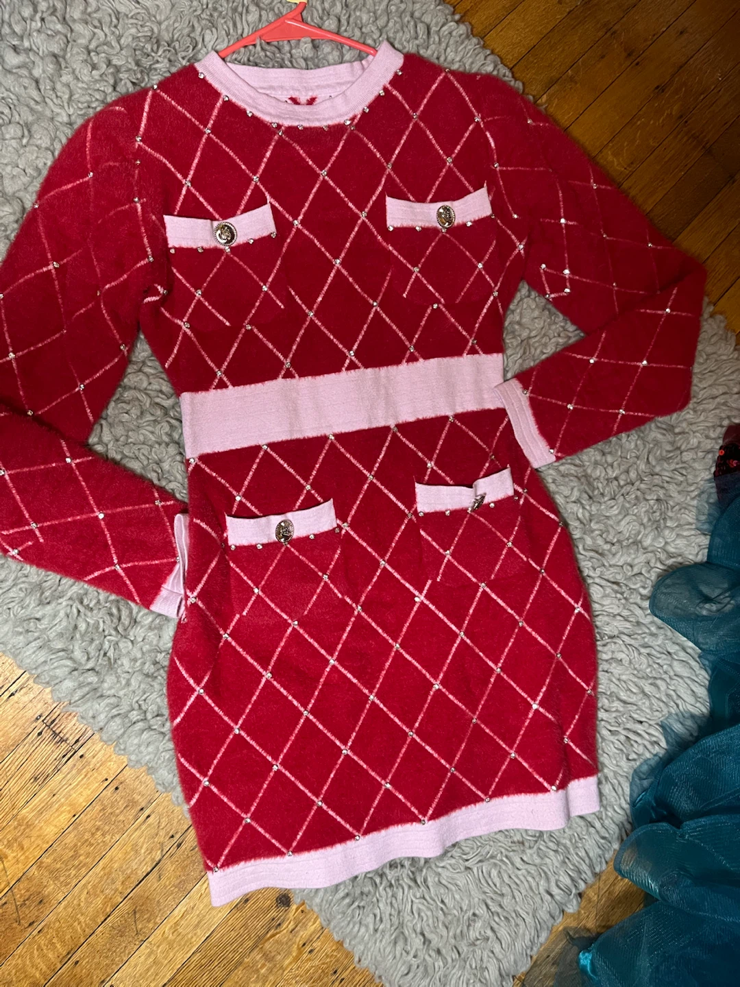 Red and pink dress