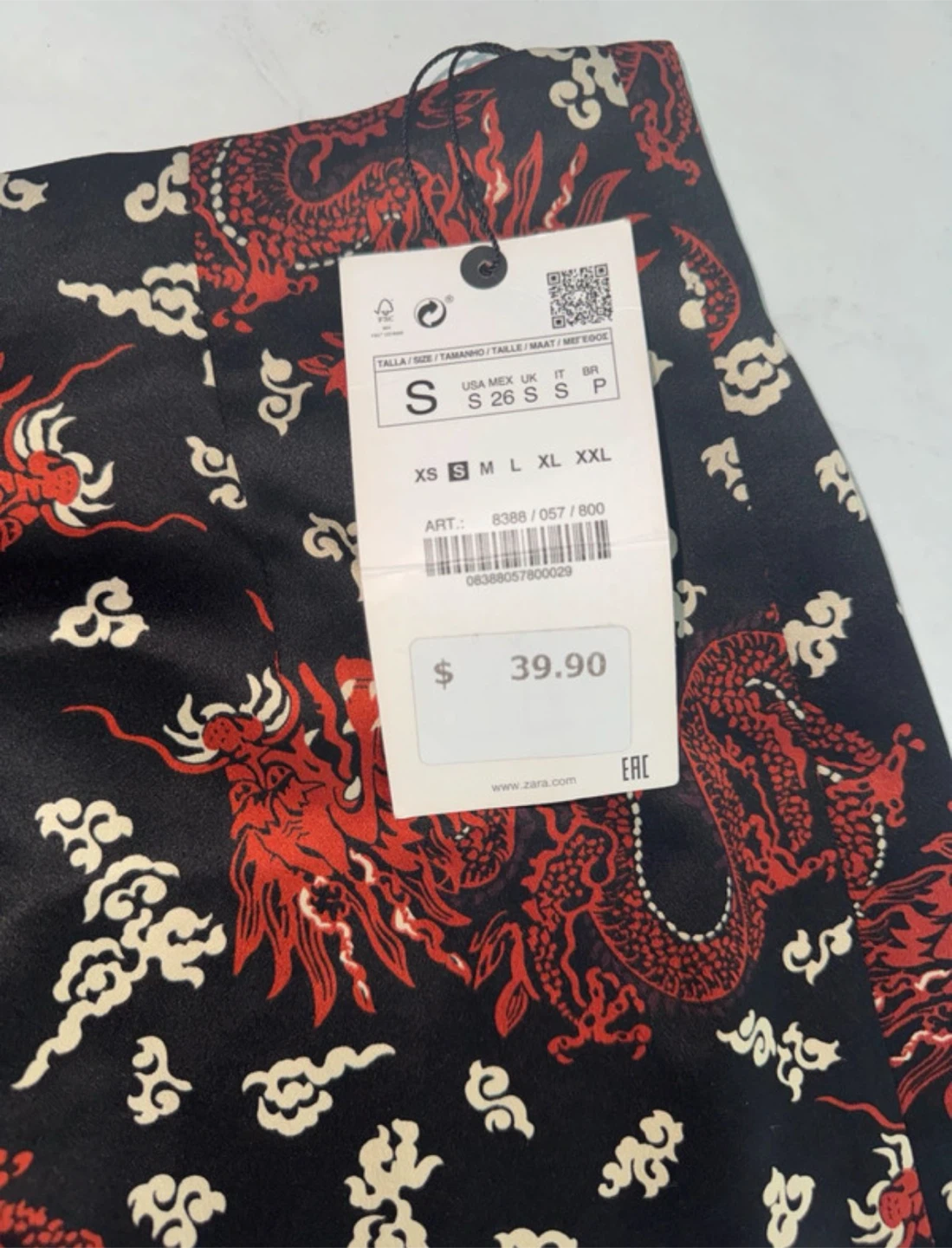 Zara Black Dragon Print A-Line Skirt Size S - photo 2