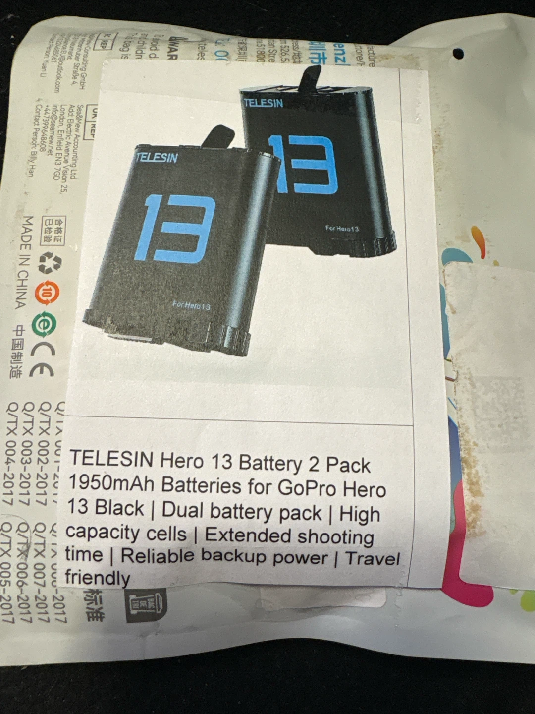 Hero 13 Battery 2 Pack 1950 MAH for GoPro hero high capacity