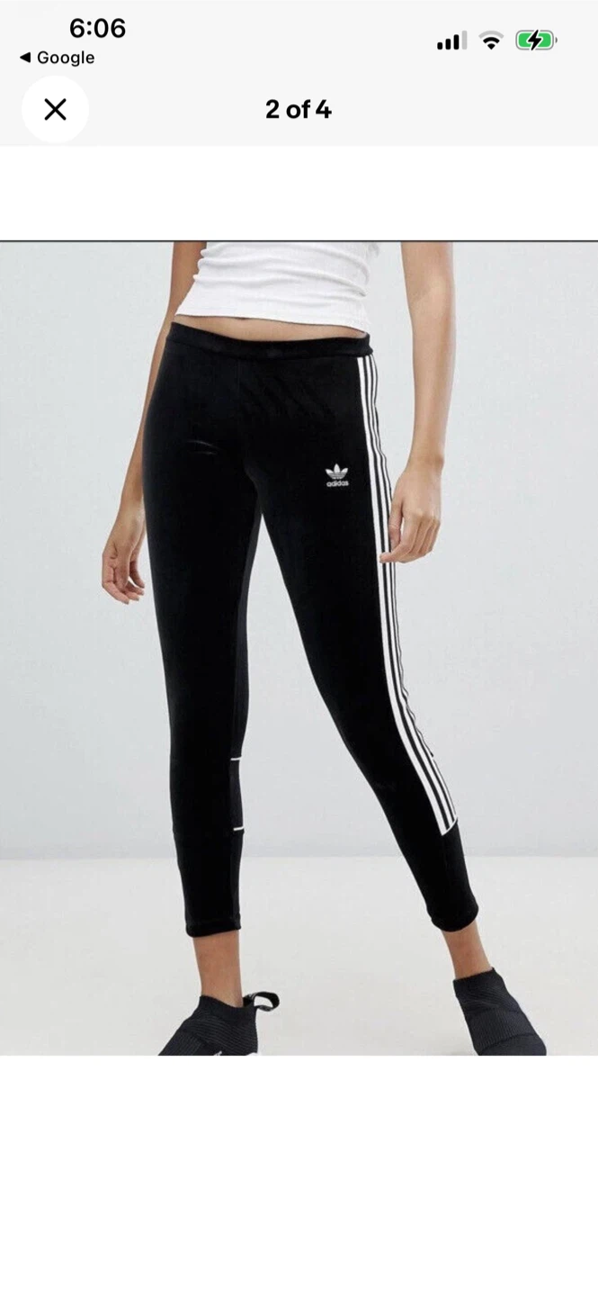 Adidas black velvet leggings sz S NWOT