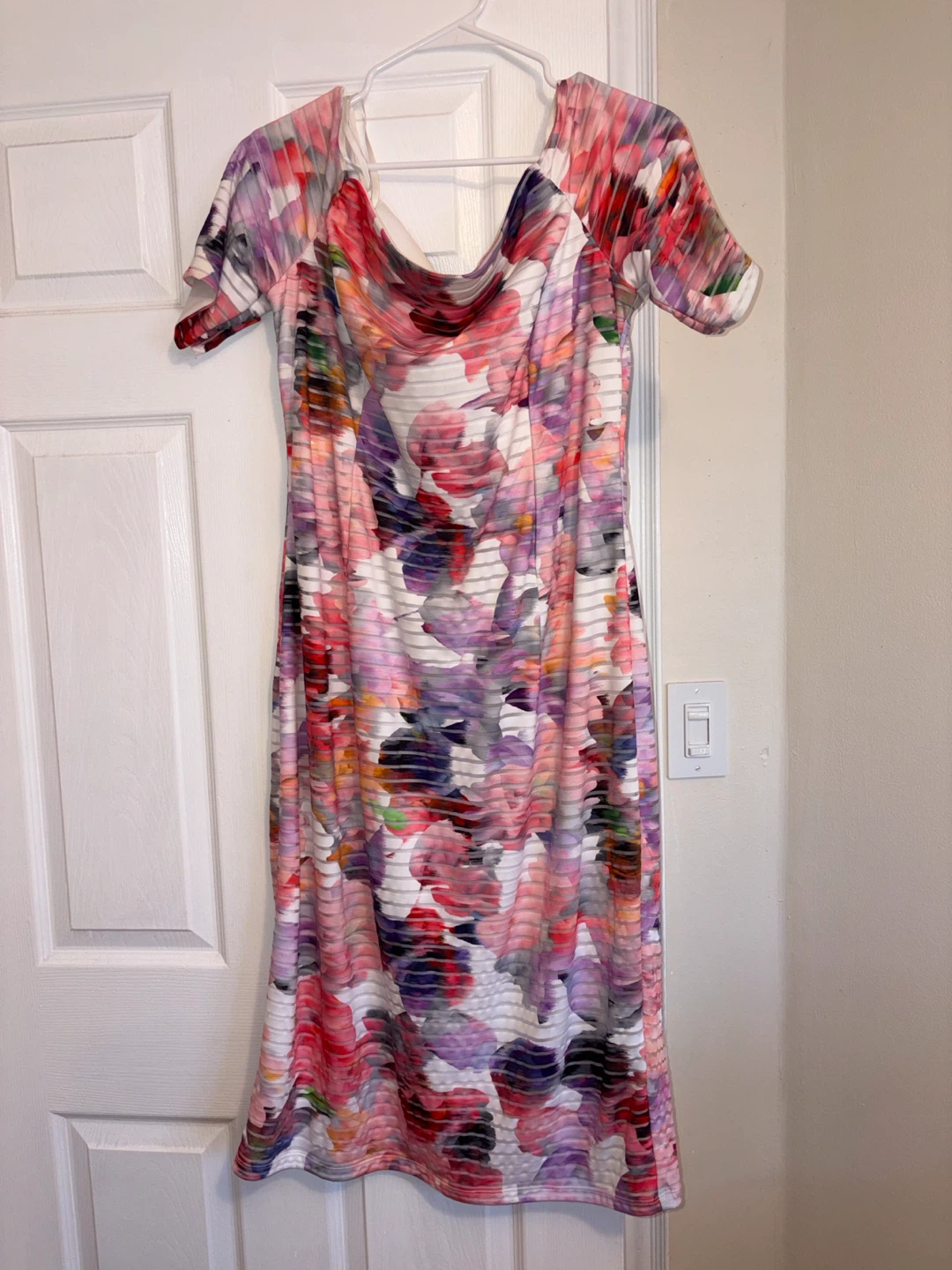 Colourful Floral Print Off-the-Shoulder Dress