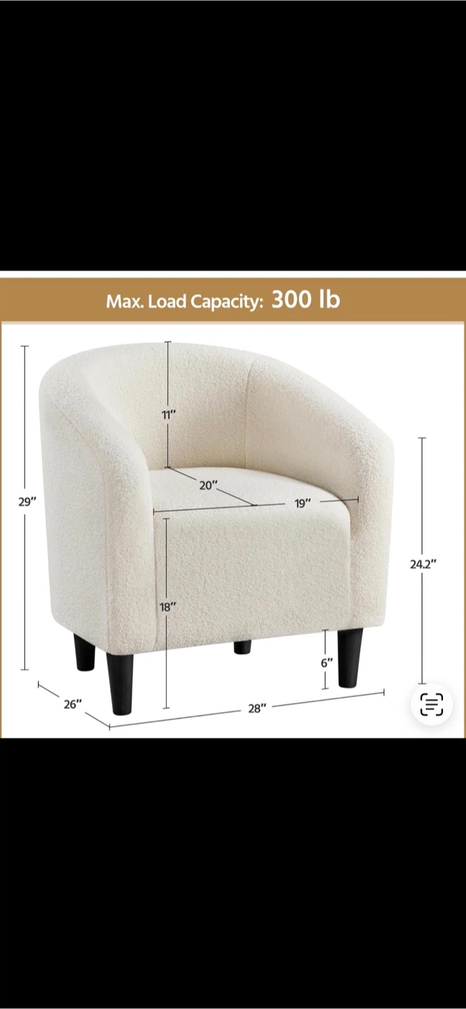 White Boucle Barrel Chair