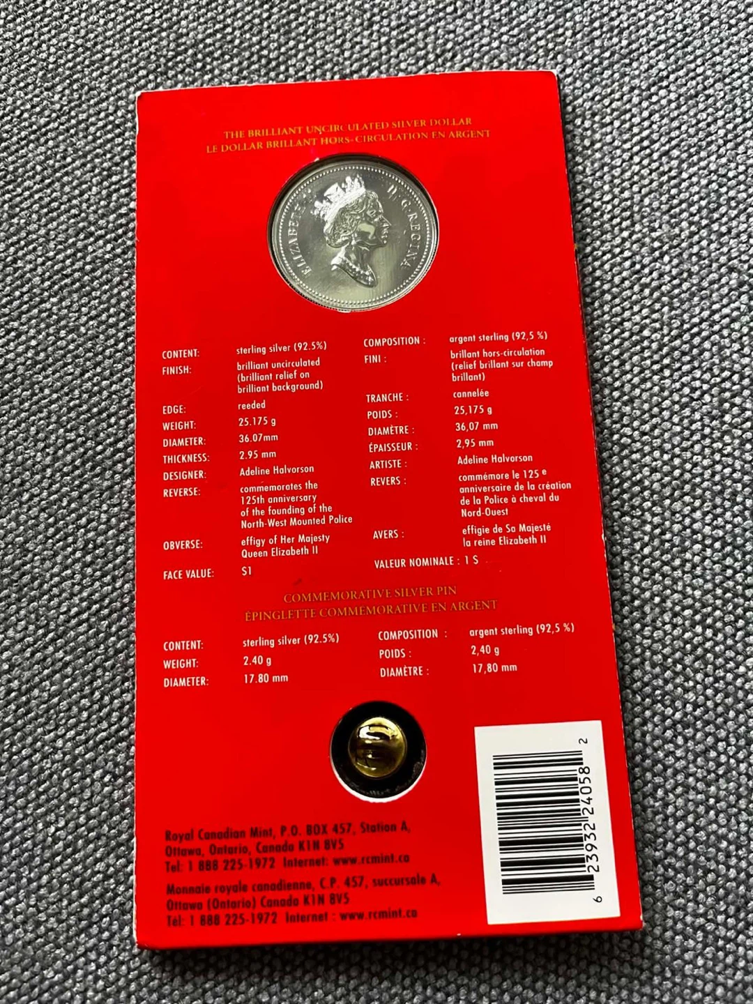 1998 Royal  Mounted Police 🇨🇦 Silver Dollar & Collector Pin Set - photo 4