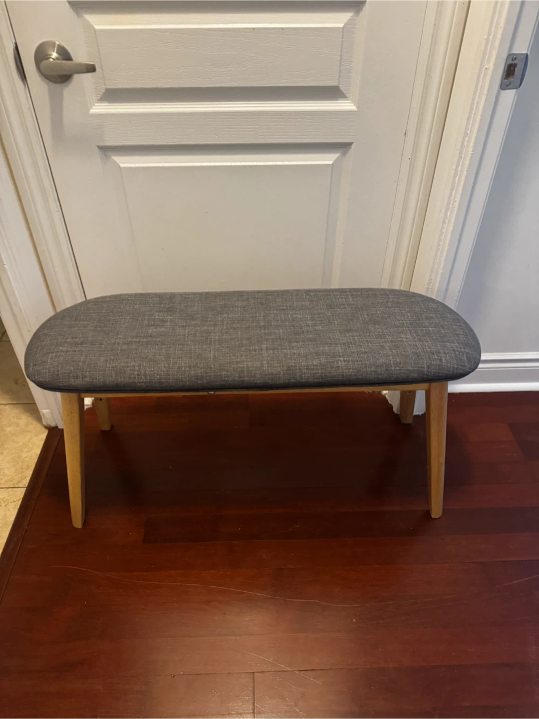 Mid-Century Modern Grey Upholstered Bench - photo 2