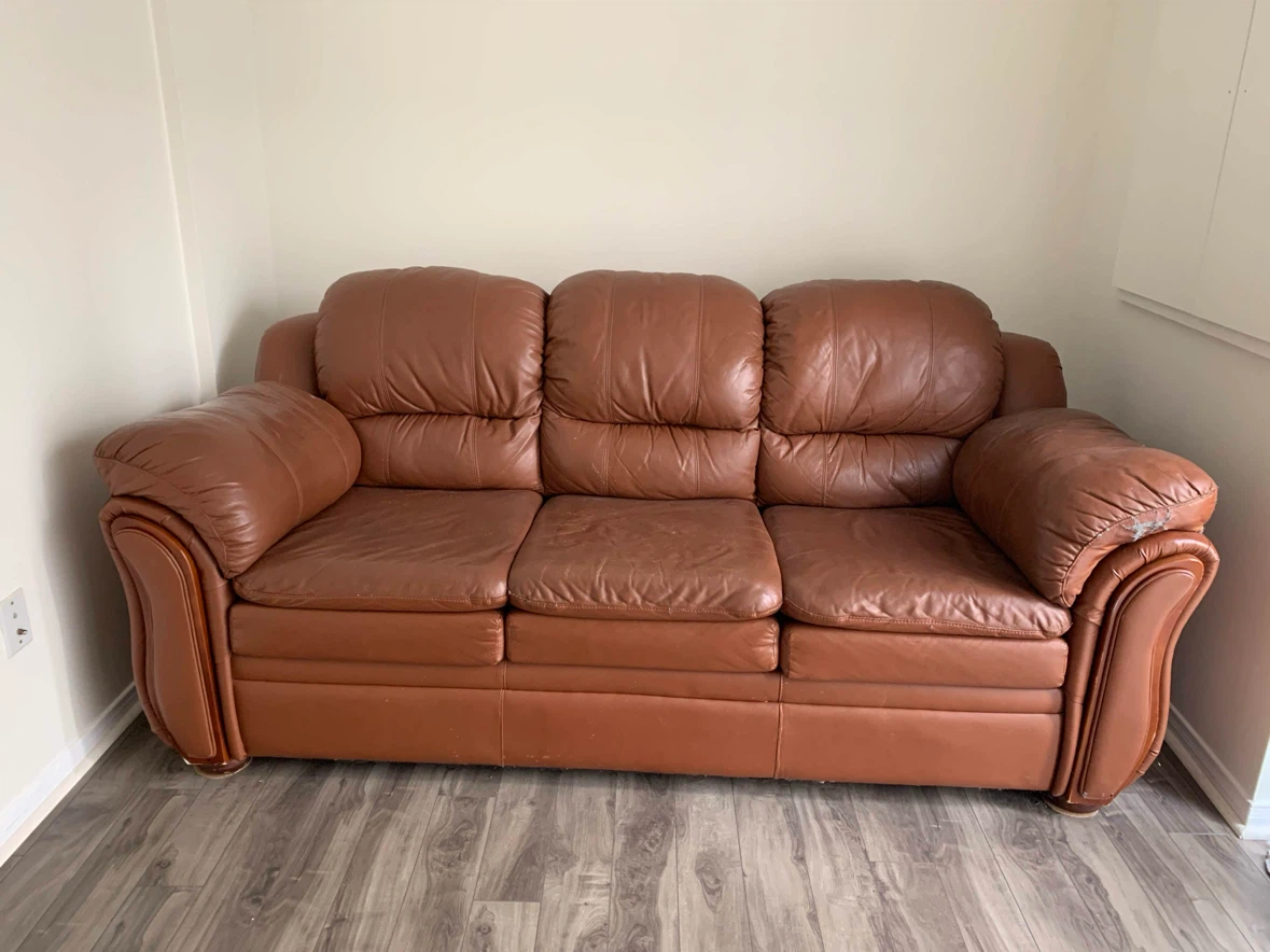 Brown Leather 3-Seater Sofa – Comfortable & Sturdy - photo 2
