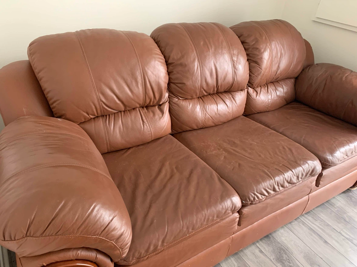 Brown Leather 3-Seater Sofa – Comfortable & Sturdy - photo 3