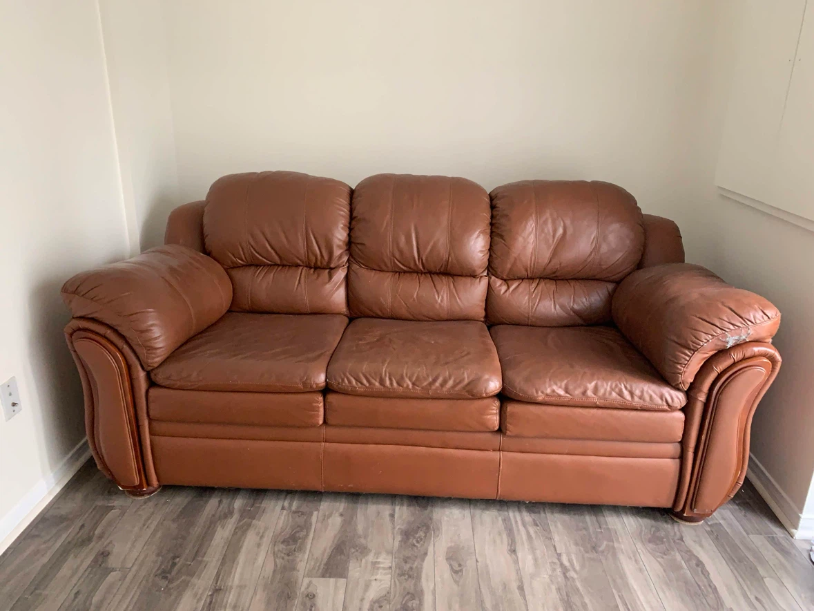 Brown Leather 3-Seater Sofa – Comfortable & Sturdy - photo 4