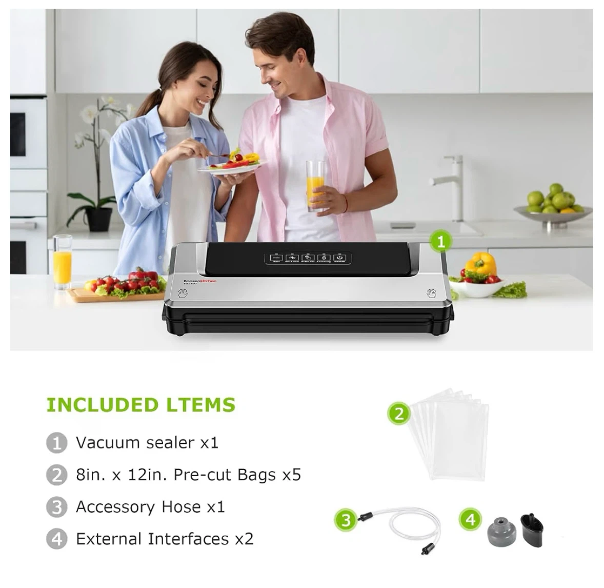 Bonsenkitchen Vacuum Sealer Machine - Silver - photo 2