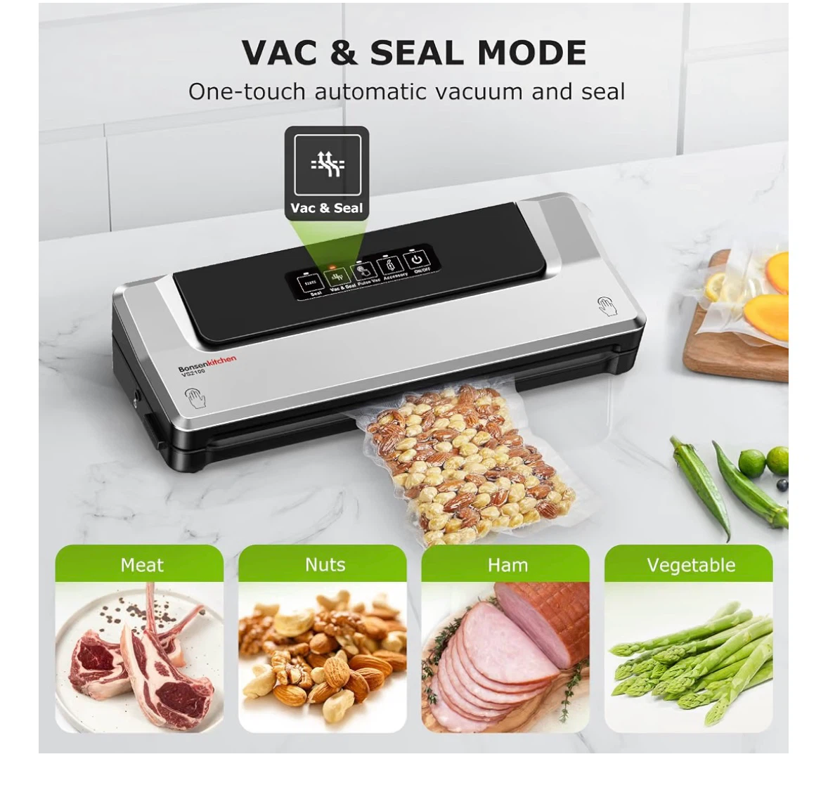 Bonsenkitchen Vacuum Sealer Machine - Silver - photo 3