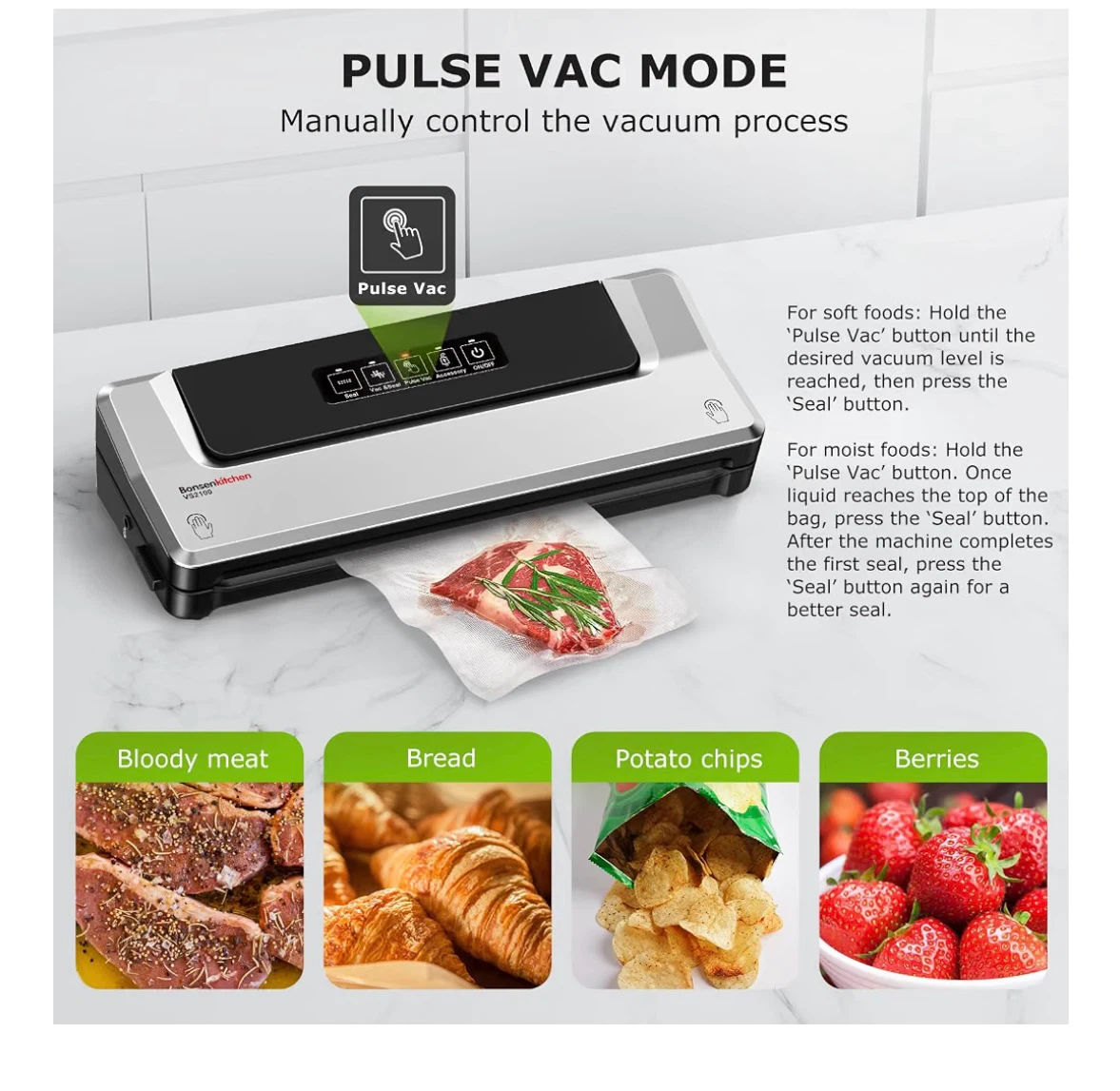 Bonsenkitchen Vacuum Sealer Machine - Silver - photo 4