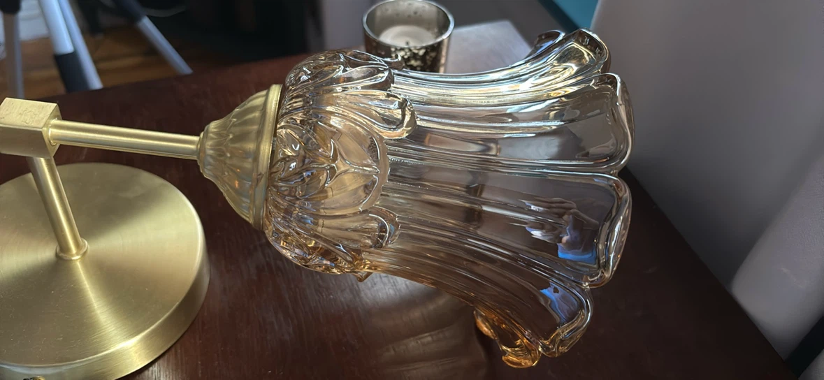 Vintage Style Amber Glass Rechargeable Lamp with Remote - photo 3