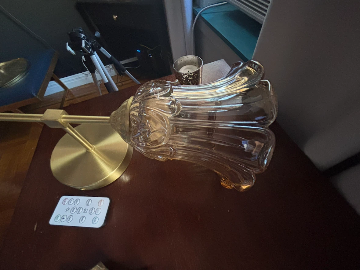 Vintage Style Amber Glass Rechargeable Lamp with Remote - photo 4