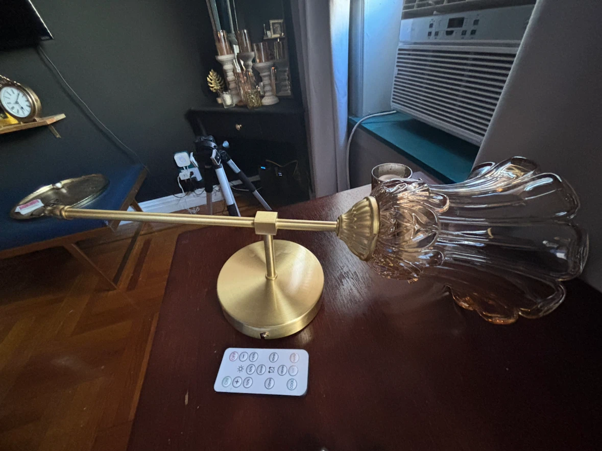 Vintage Style Amber Glass Rechargeable Lamp with Remote