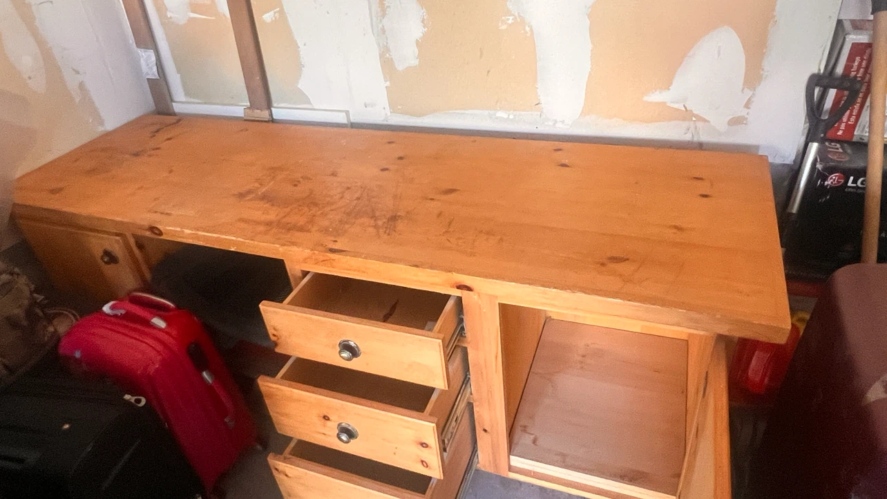 Wooden Desk with Drawers and Cabinet - photo 2