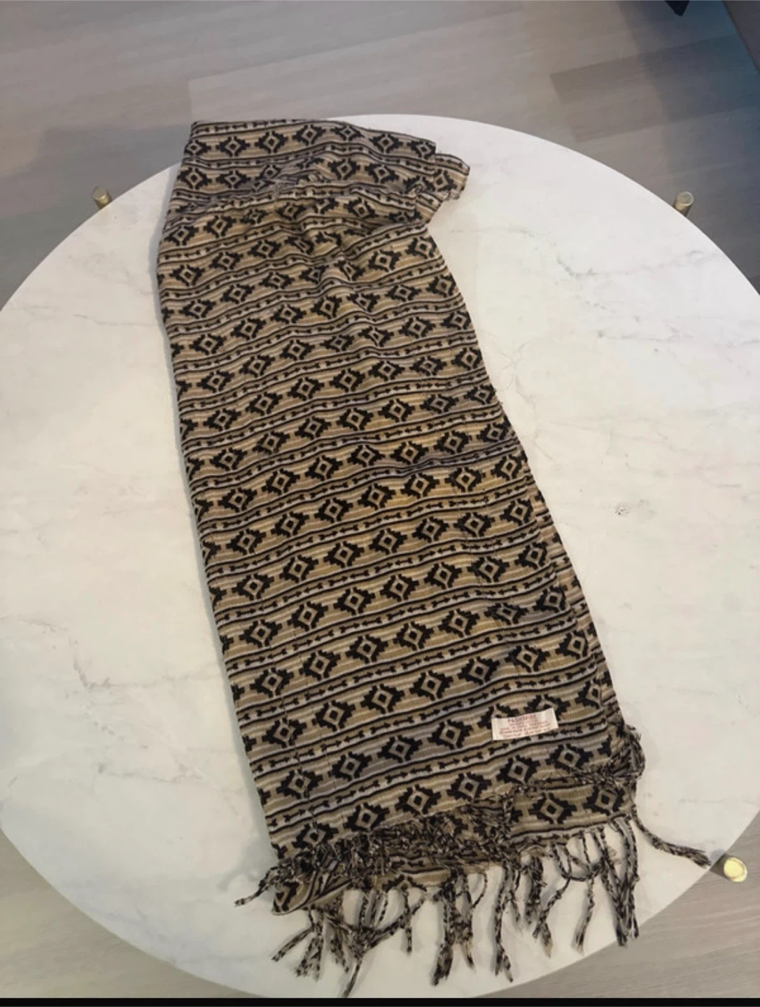 Tribal Pattern Scarf with Fringes