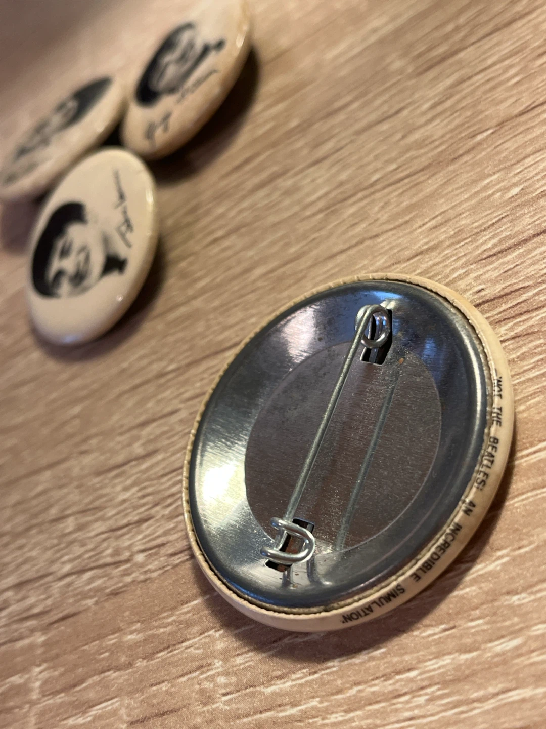 Three Beatles Pins and One BEATLEMANIA (the musical) Pin - photo 4