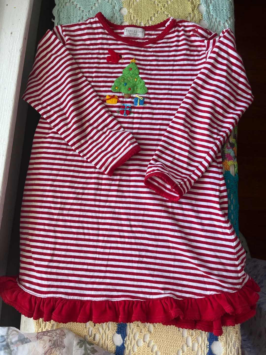 Squiggles by Charlie Red & White Striped Christmas Dress