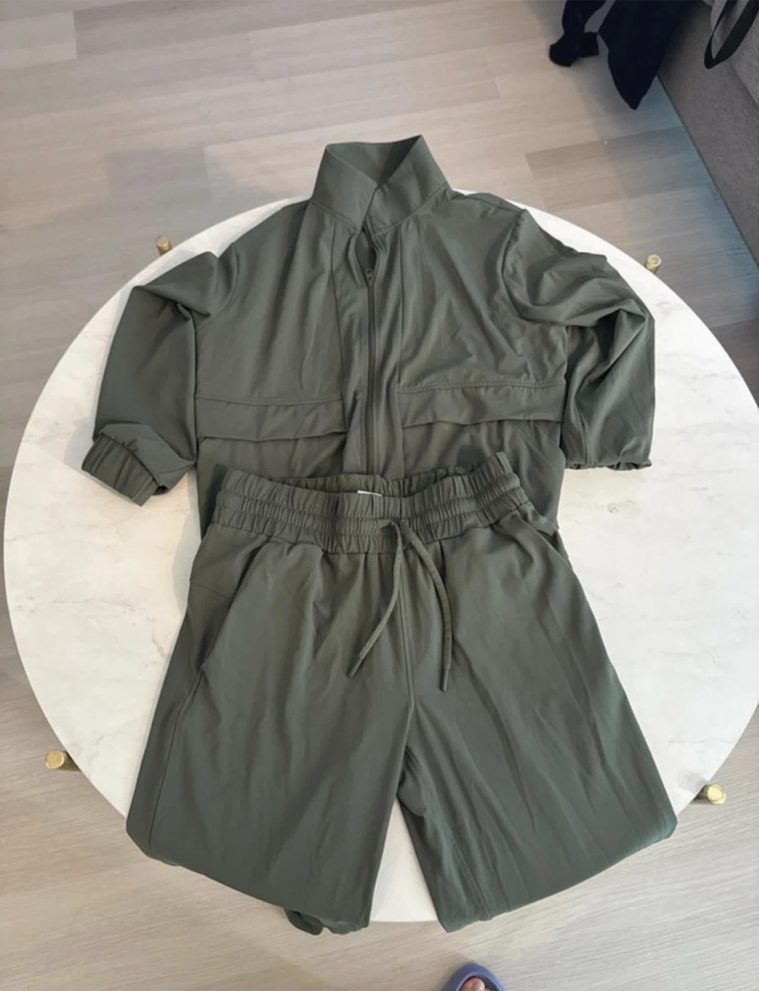 Olive Green Track Jacket and Pants Set