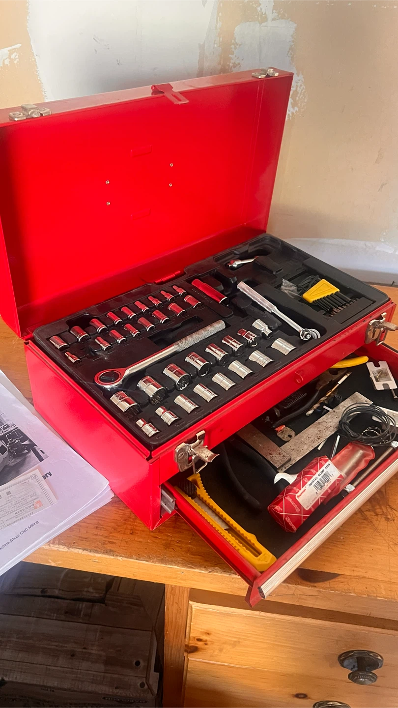 Red Metal Toolbox with Socket Set - photo 2