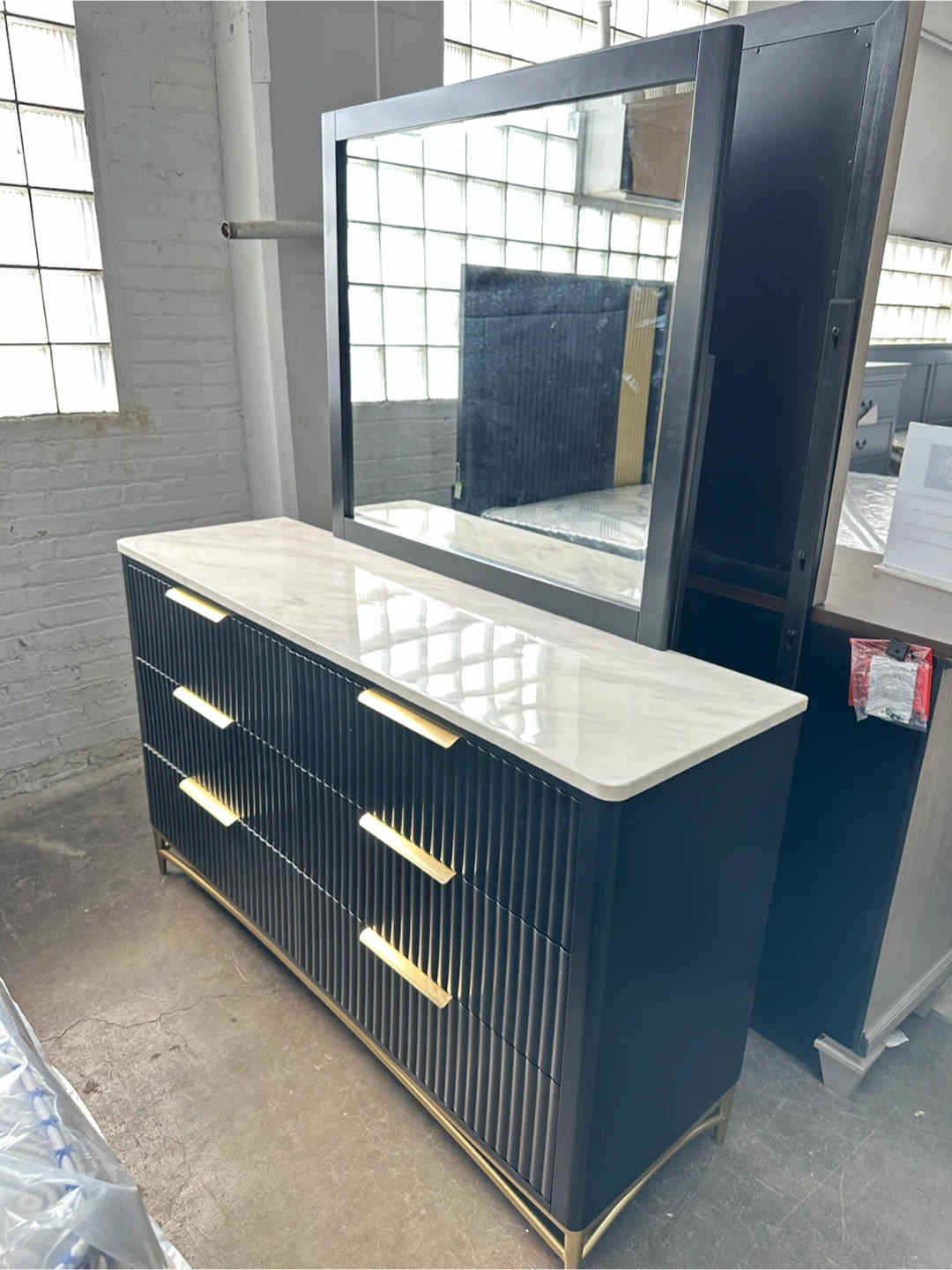 Black Bedroom Set with Marble Tops bf dr Mr NS - photo 4