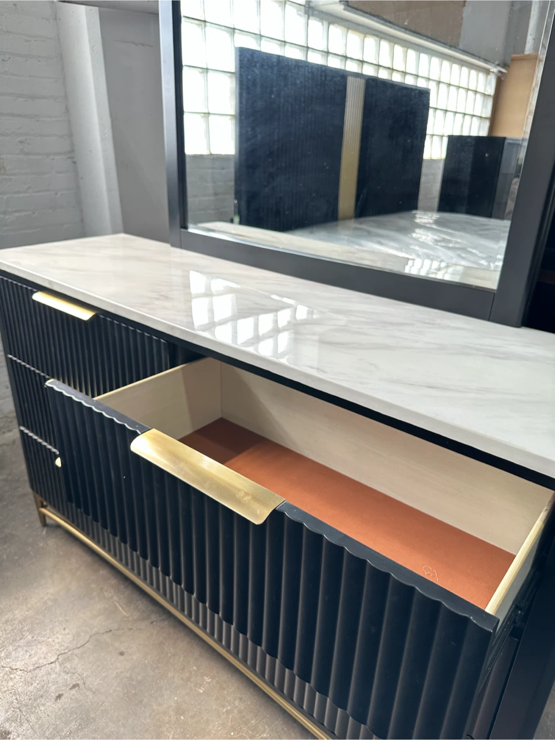 Black Bedroom Set with Marble Tops bf dr Mr NS - photo 5