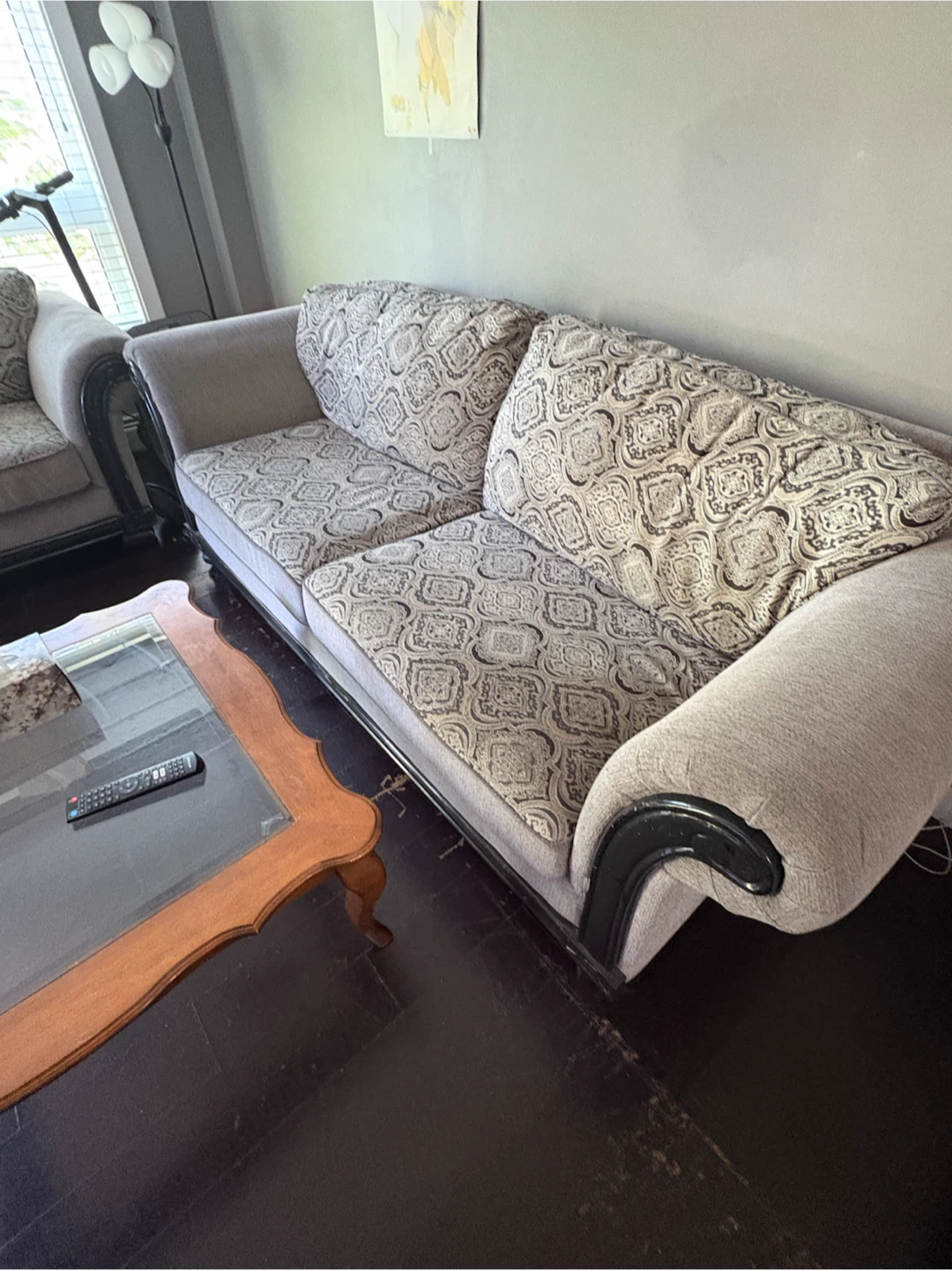 Sofa with patterned cushions