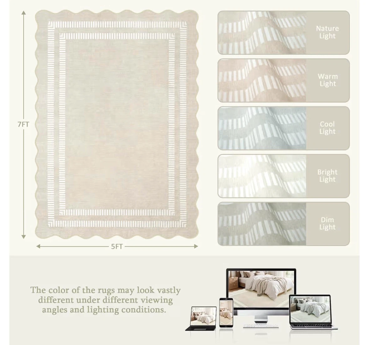 8x10ft Rug with Scalloped Edges - photo 2