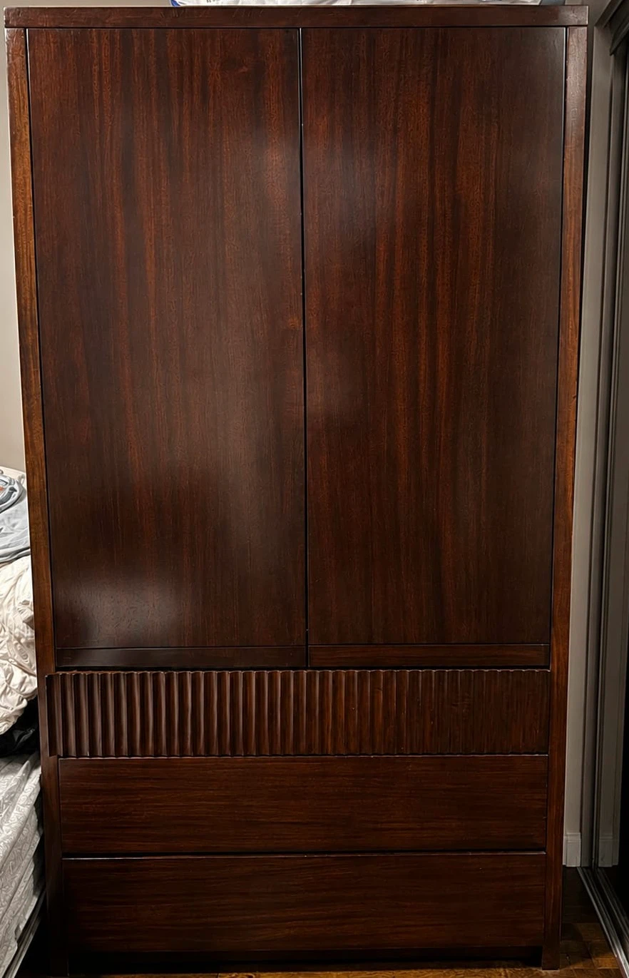 Dark Wood Armoire with Drawers