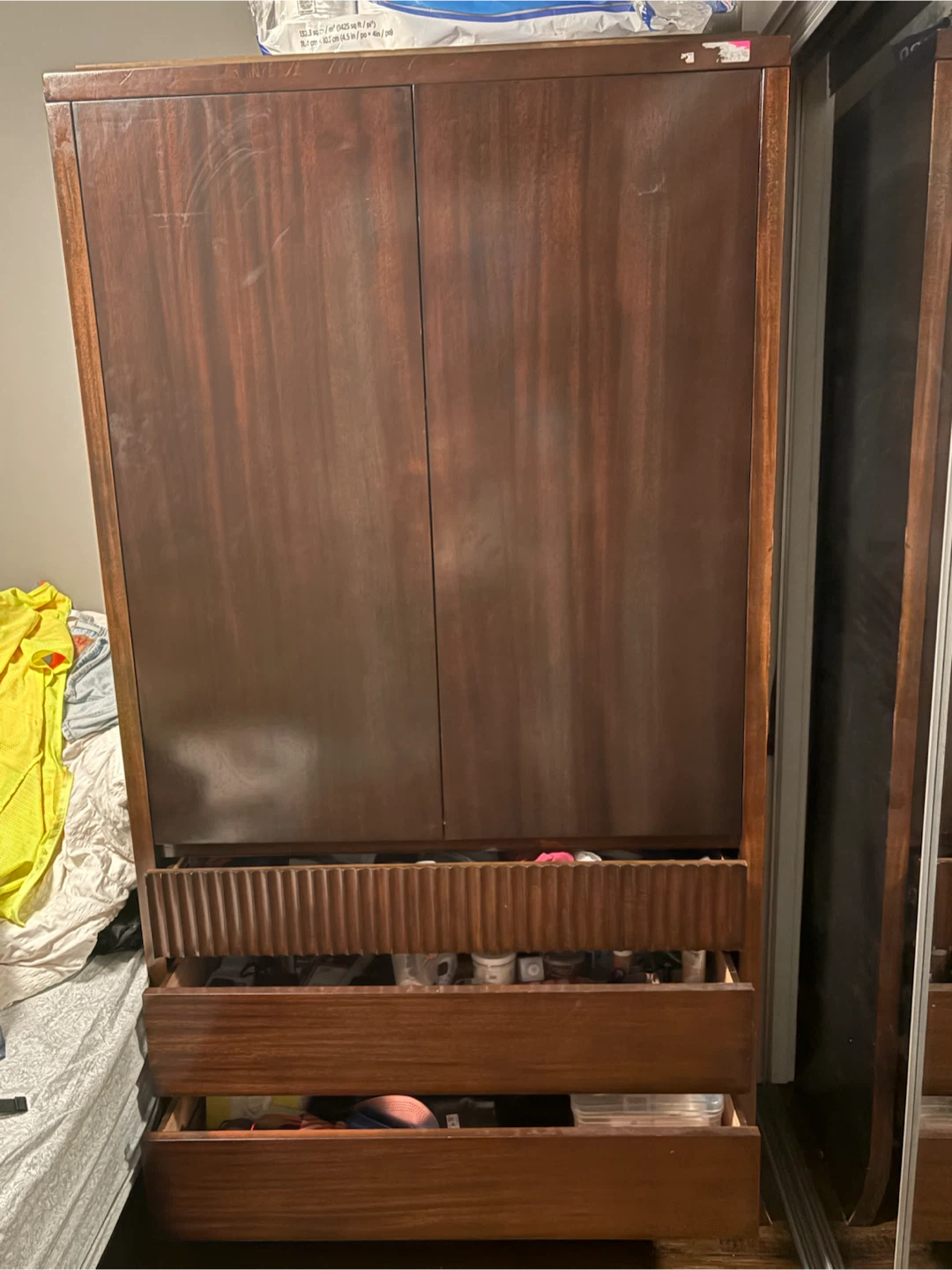 Dark Wood Armoire with Drawers - photo 3