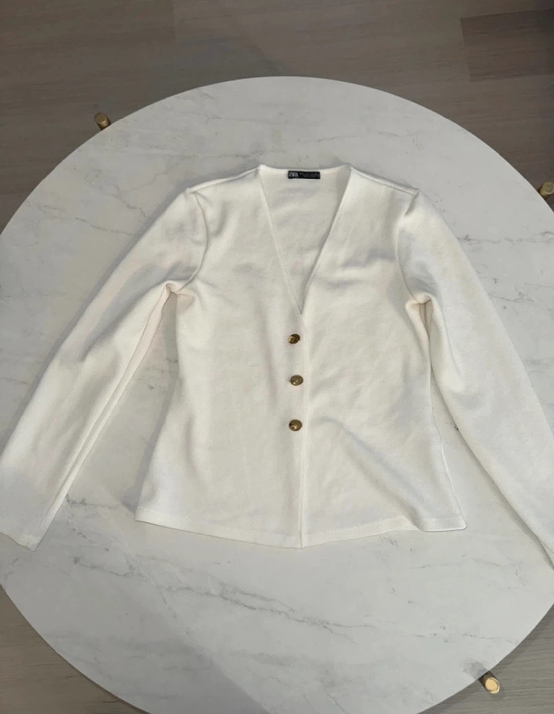ZARA White Cardigan Sweater