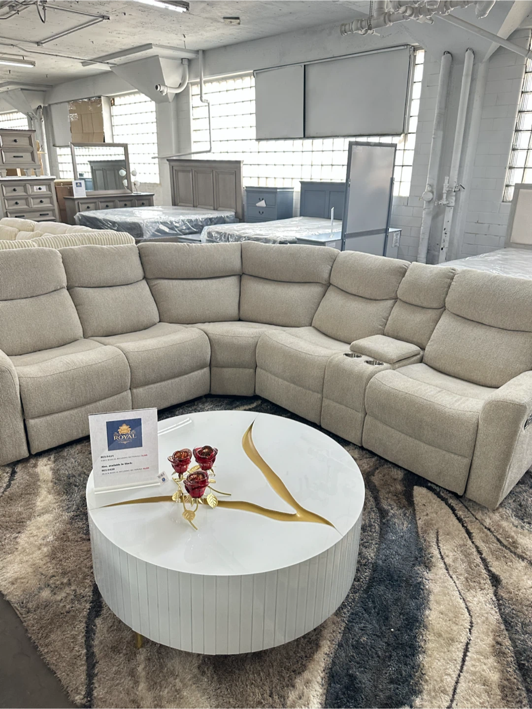 Grey manual reclining sectional